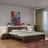 Woodwing Solid Sheesham Wood Bed Without Storage (King Size, Walnut Finish)